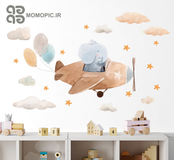 استیکر دیواری فیل وهواپیما کد h149