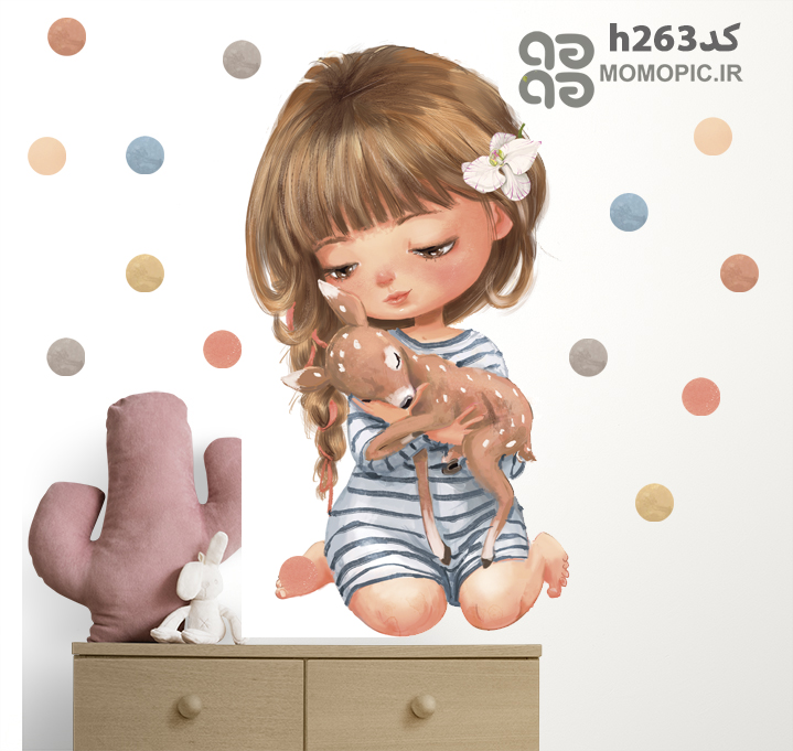 استیکر دیواری دخترو آهو کد h263